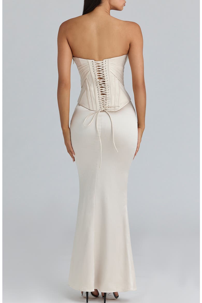 Eve Satin Strapless Corset Gown, Alternate, color, CREAM
