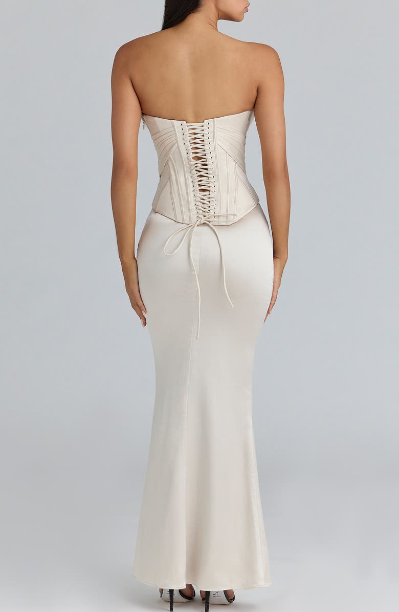 HOUSE OF CB Eve Satin Strapless Corset Gown, Alternate, color, Cream