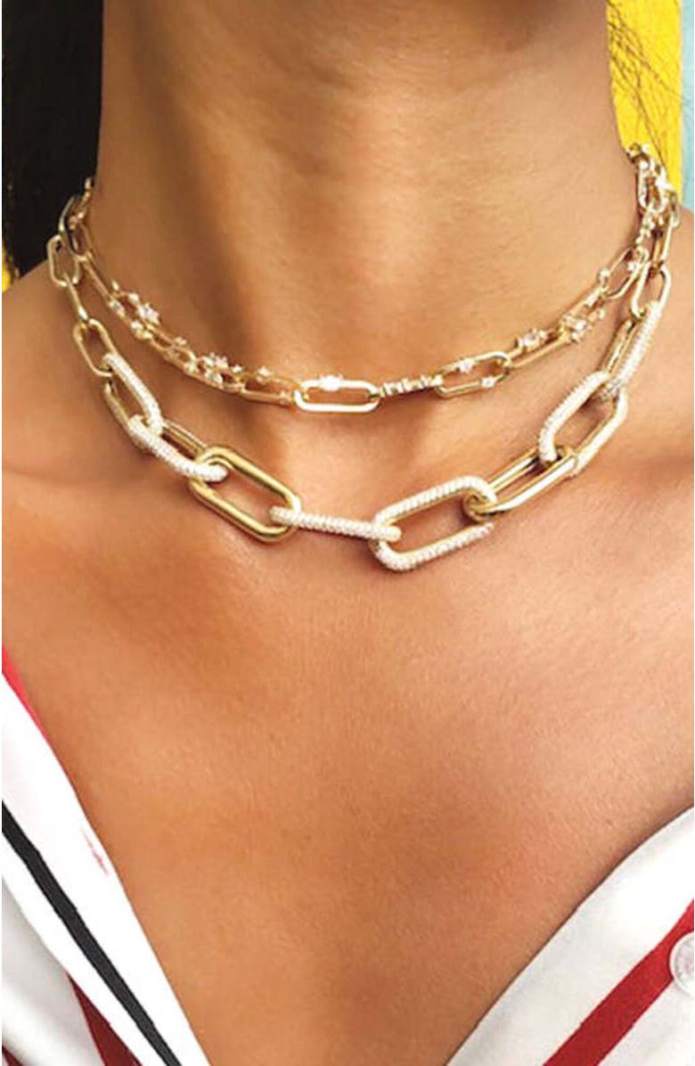 NICKHO REY Link Collar Necklace, Alternate, color, White/Gold