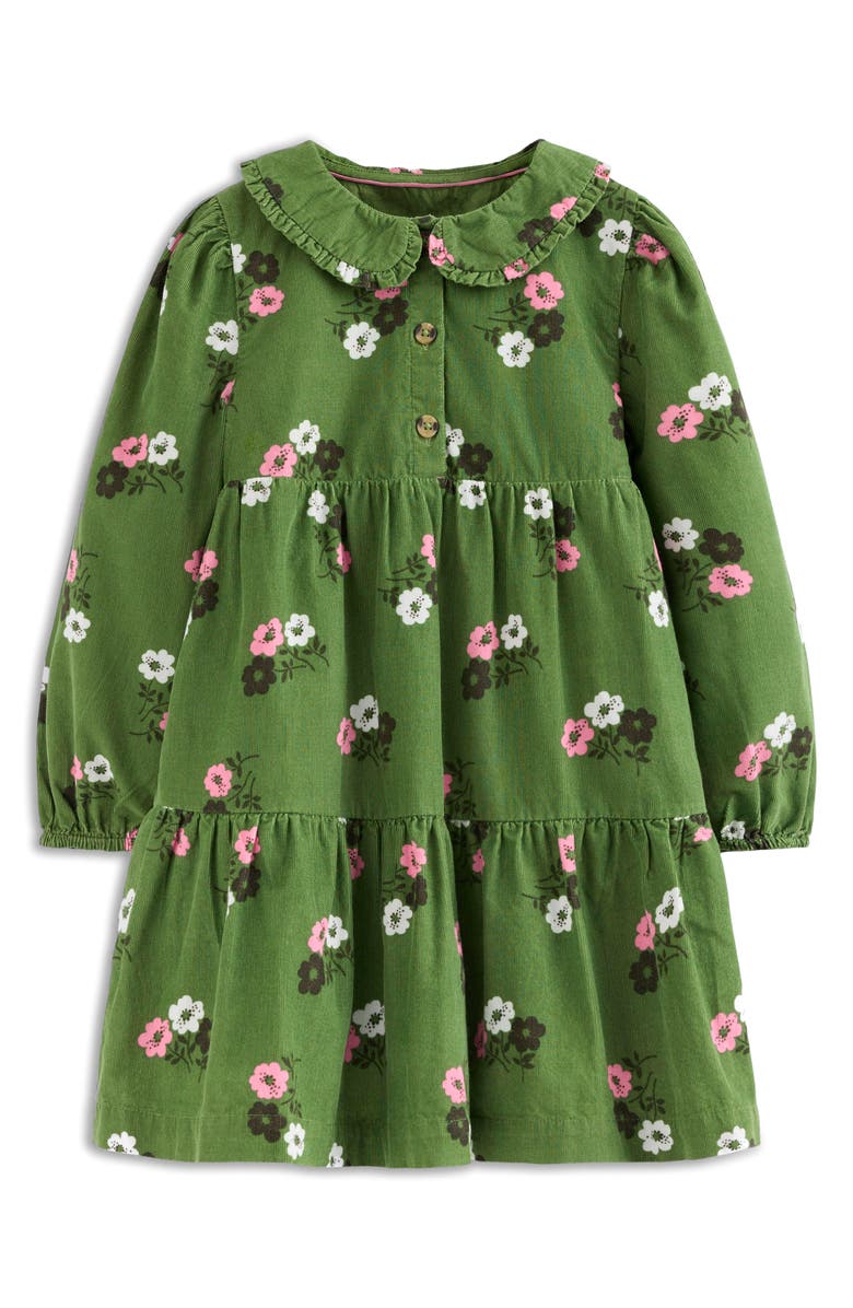 Mini Boden Kids' Collar Corduroy Dress, Main, color, Green Ditsy Floral