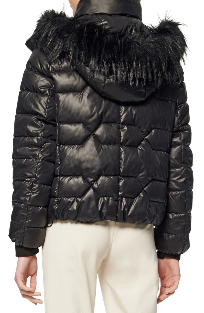 Marc New York Faux Fur Trim & Feather Puffer Jacket, Alternate, color, 