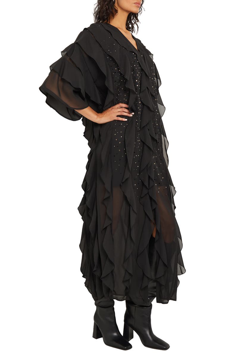 Misook Embellished Tiered Ruffle Chiffon Maxi Dress, Alternate, color,