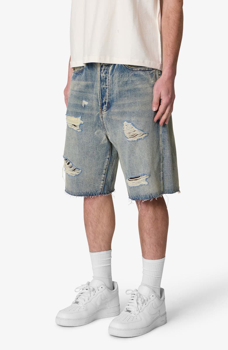 mnml Ripped Baggy Denim Shorts, Alternate, color, Vintage Blue