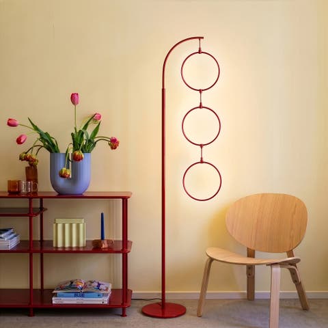 3 Ring Lamp 74" Novelty Halo Integrated LED Floor Lamp with 3-Way Dimming