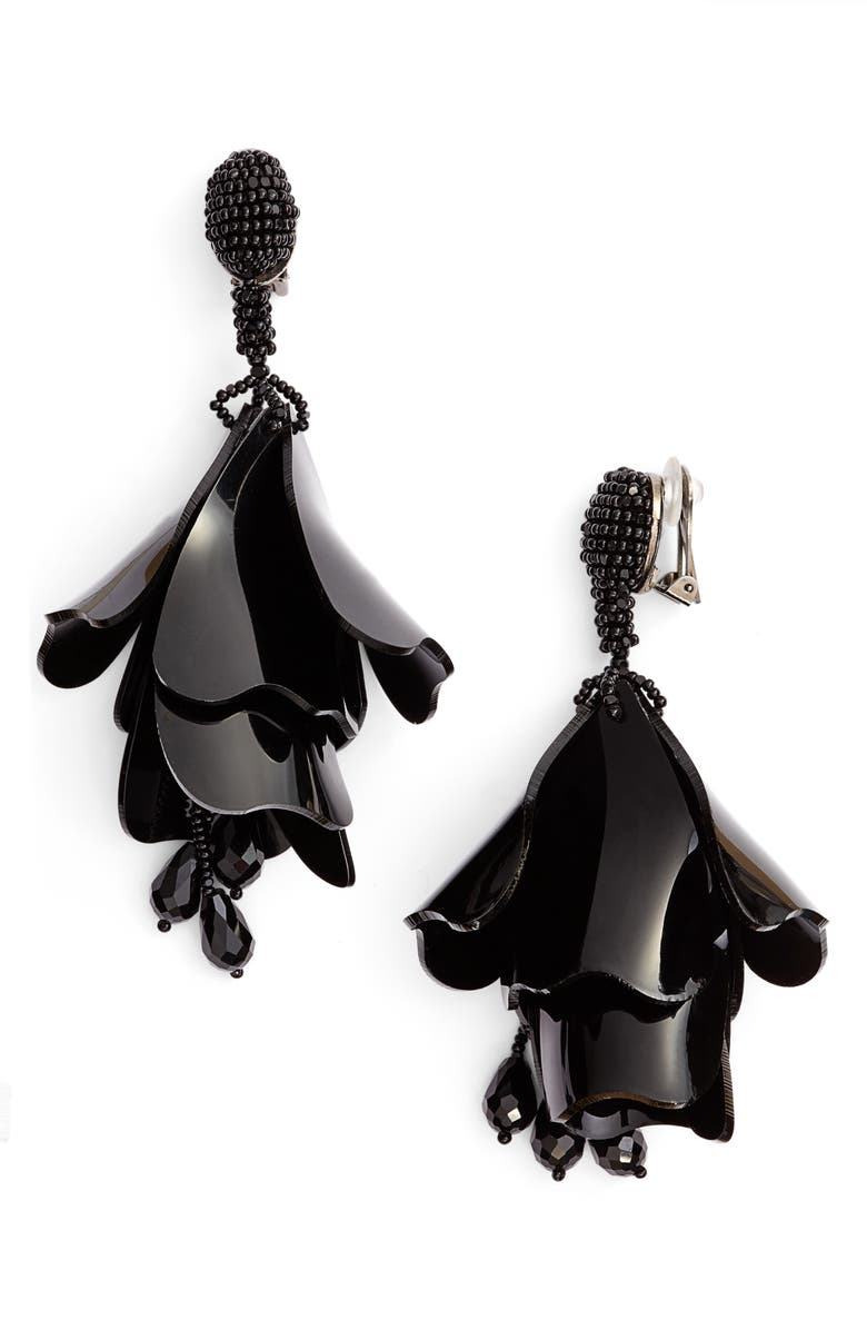 Oscar de la Renta Large Impatiens Flower Clip Earrings, Main, color,