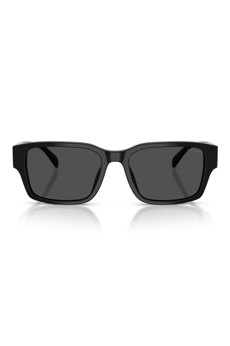 55mm Rectangular Sunglasses, Main, color, BLACK / GREY SOLID