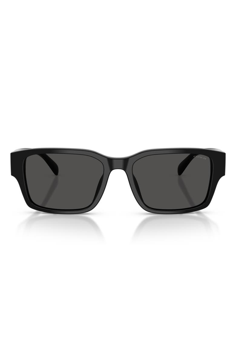 COACH 55mm Rectangular Sunglasses, Main, color, Black / Grey Solid
