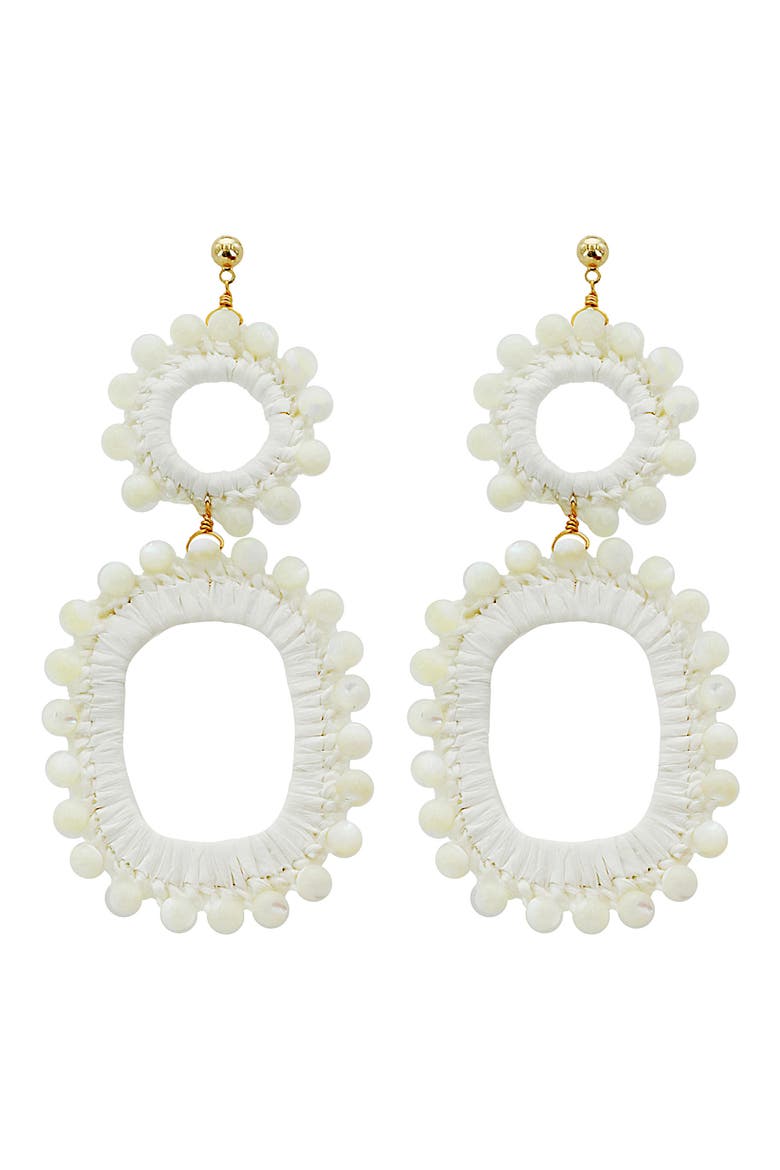 Shell Bead Statement Earrings, Main, color, WHITE