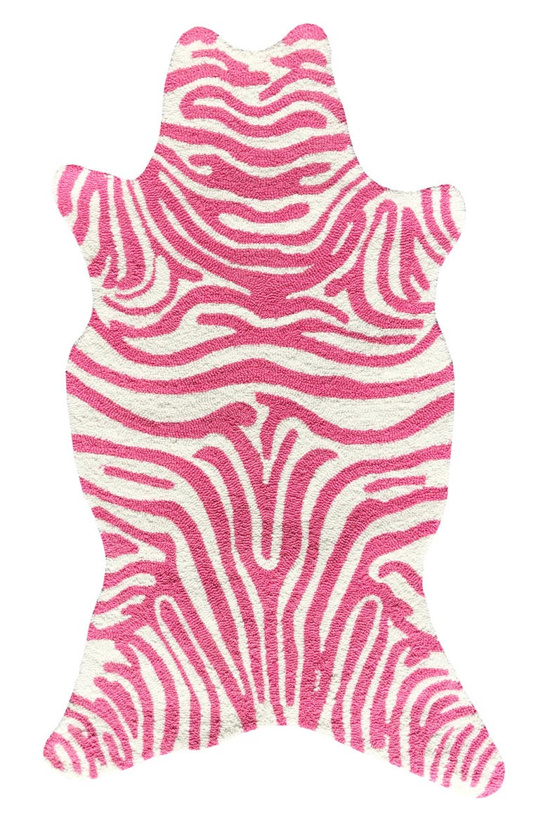 Mini Zebra Pink Indoor Rug, Main, color, PINK/WHITEDNU