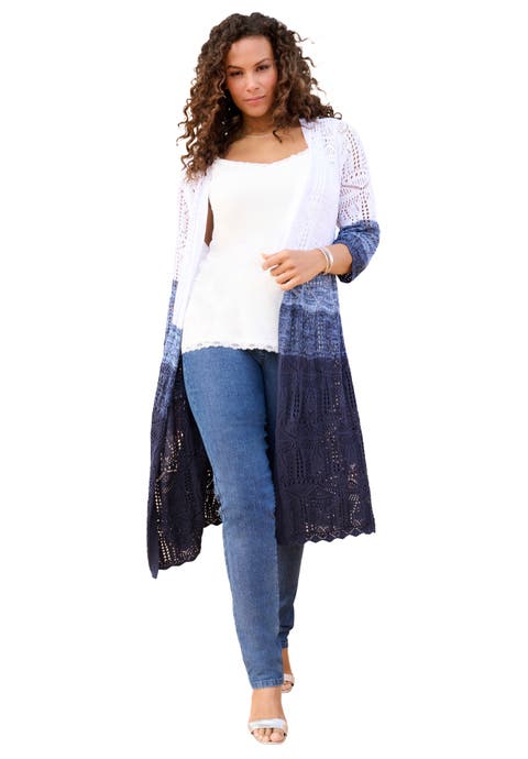 Knee Length Pointelle Cardigan