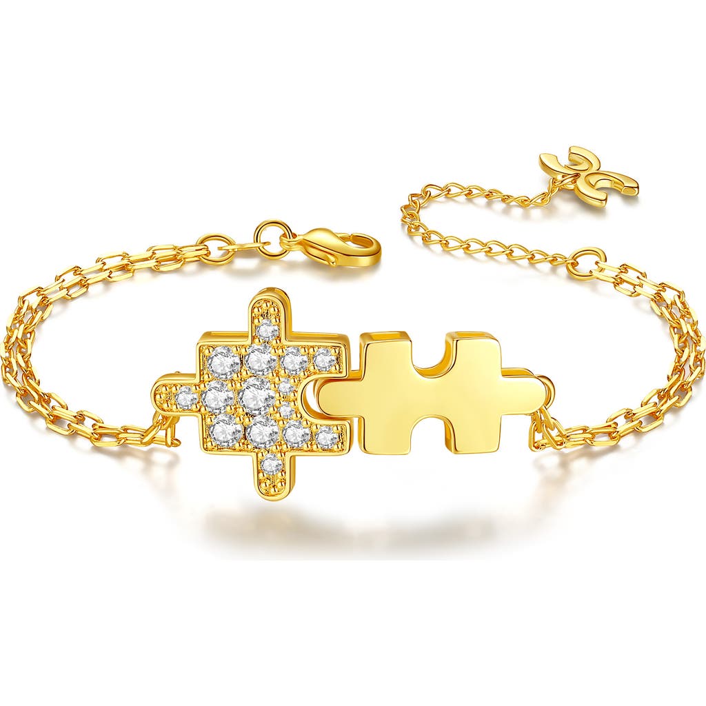 Classicharms Jigsaw Puzzle Zirconia Bracelet In Gold