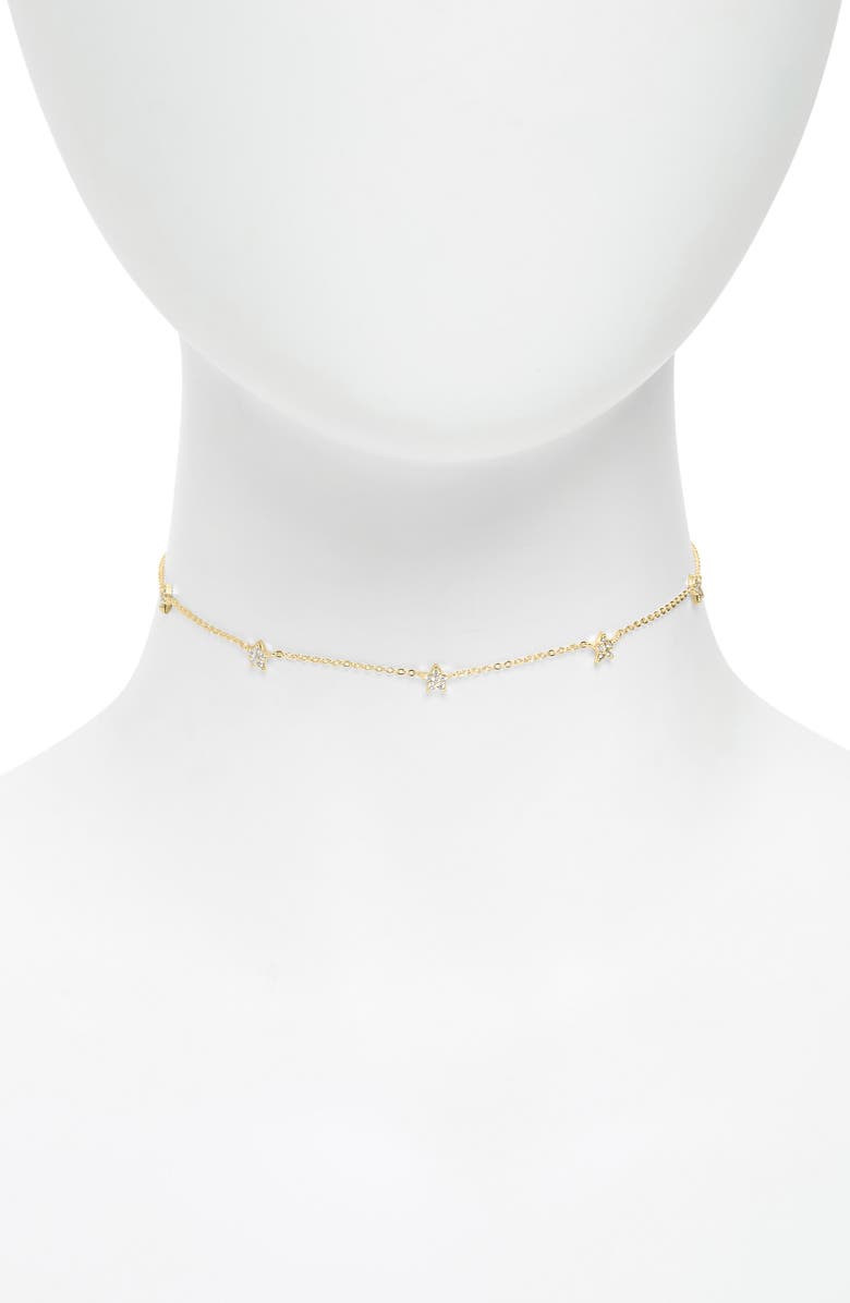 Argento Vivo Sterling Silver Argento Vivo Pavé Star Choker Necklace, Main, color, Gold