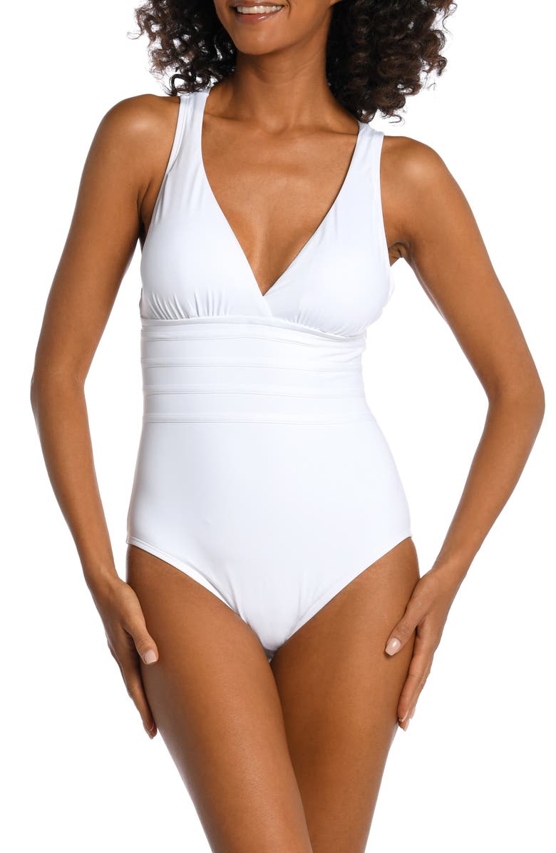 La Blanca Cross Back One-Piece Swimsuit, Main, color, White