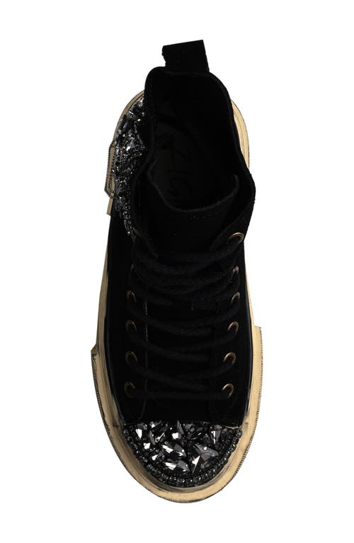 Zigi Hattie Star Appliqué High Top Platform Sneaker In Black Suede