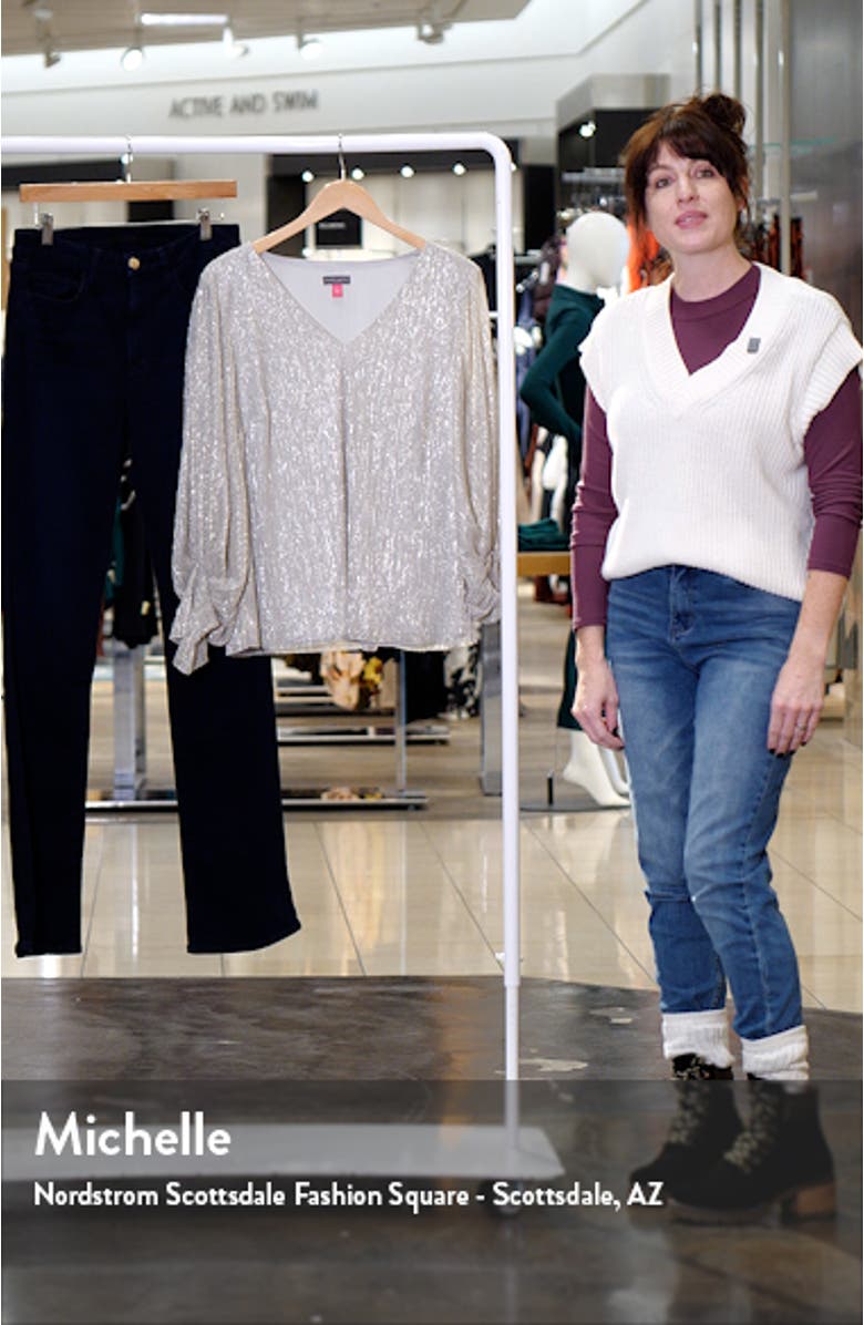 Metallic Blouson V-Neck Top, sales video thumbnail