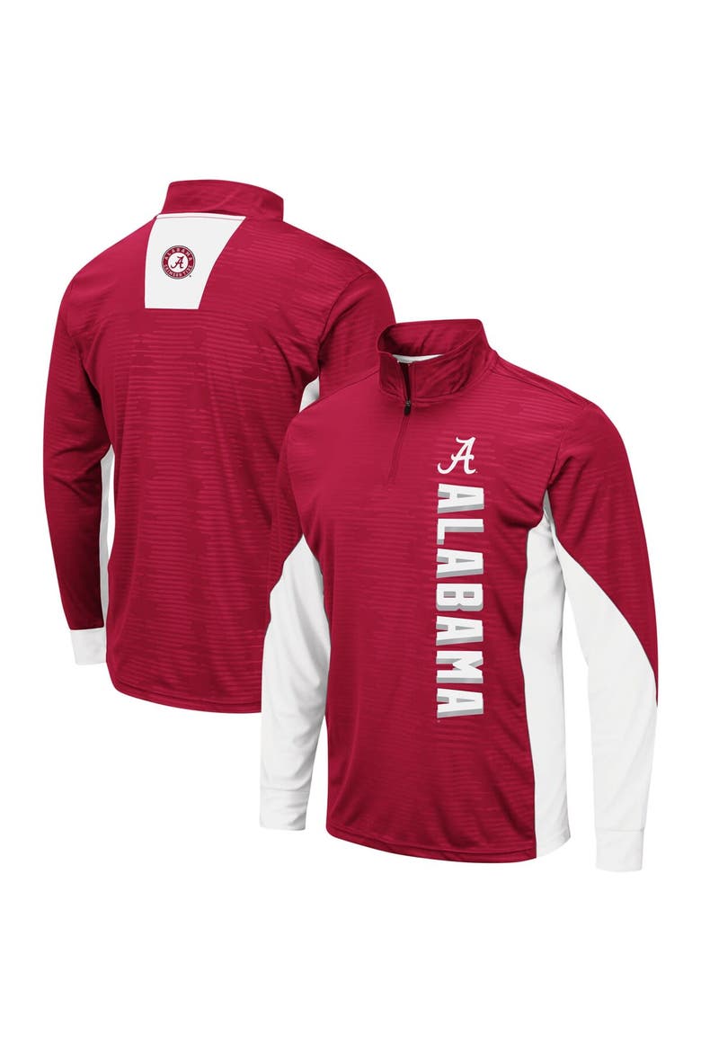 Men's Colosseum Crimson Alabama Crimson Tide Bart Windshirt Quarter-Zip Pullover Jacket, Main, color, Crimson