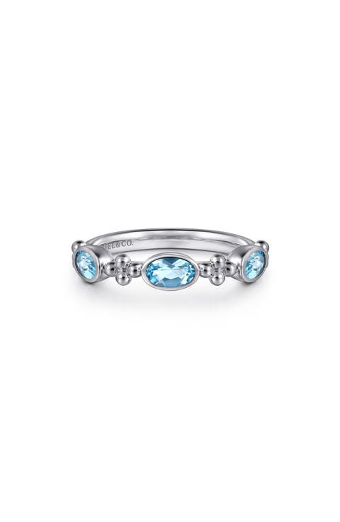 Blue Topaz Station Ring