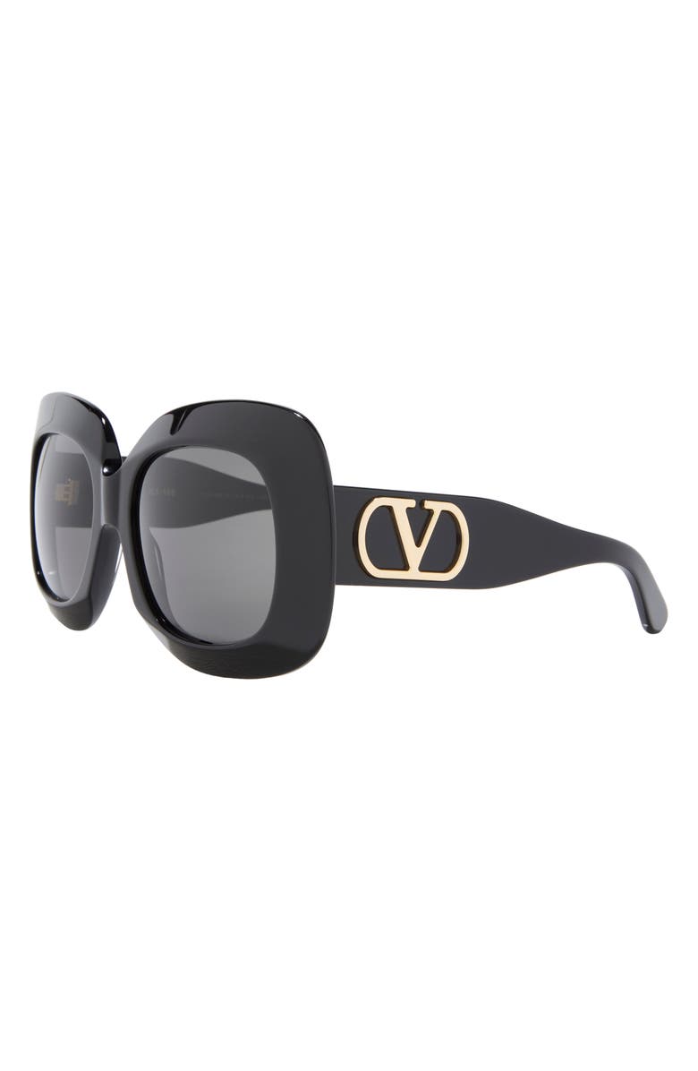 Valentino 50mm Polarized Square Sunglasses, Alternate, color, Black/ Grey