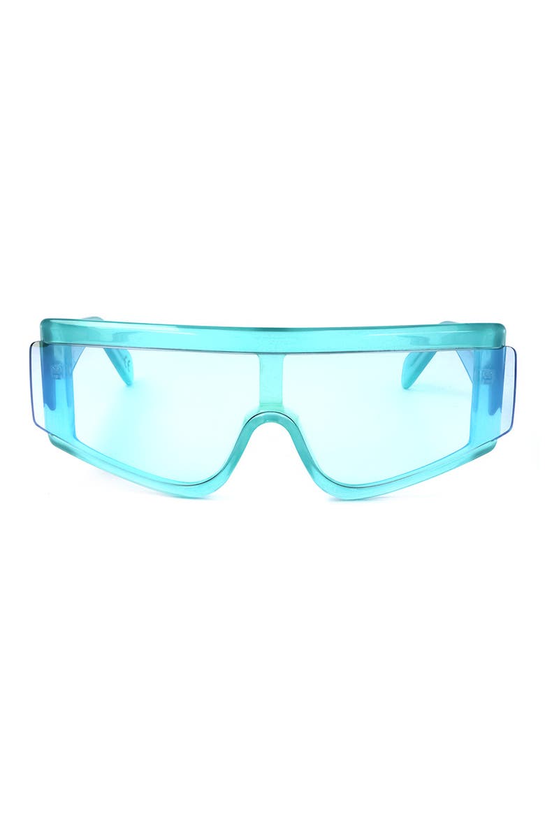 61mm Mask Shield Sunglasses, Main, color, TURQUOISE/ DARK GREY