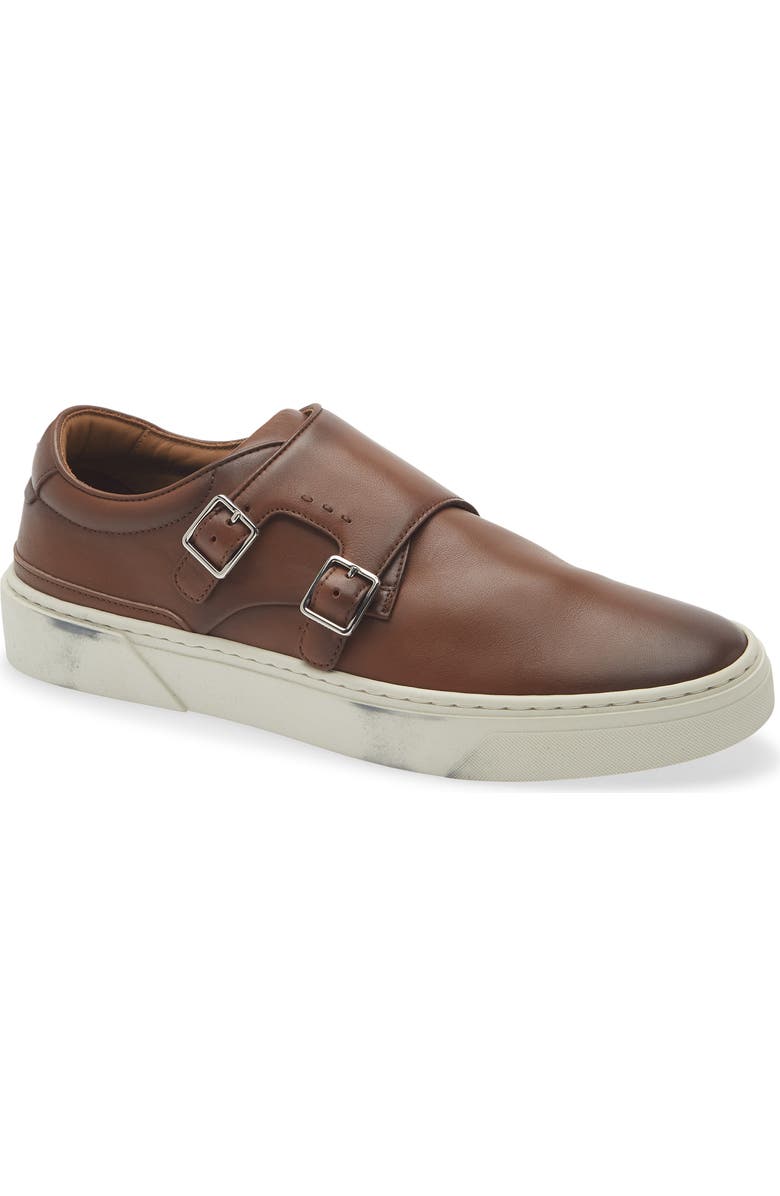BOSS Gary Monk Strap Sneaker, Main, color, Medium Brown