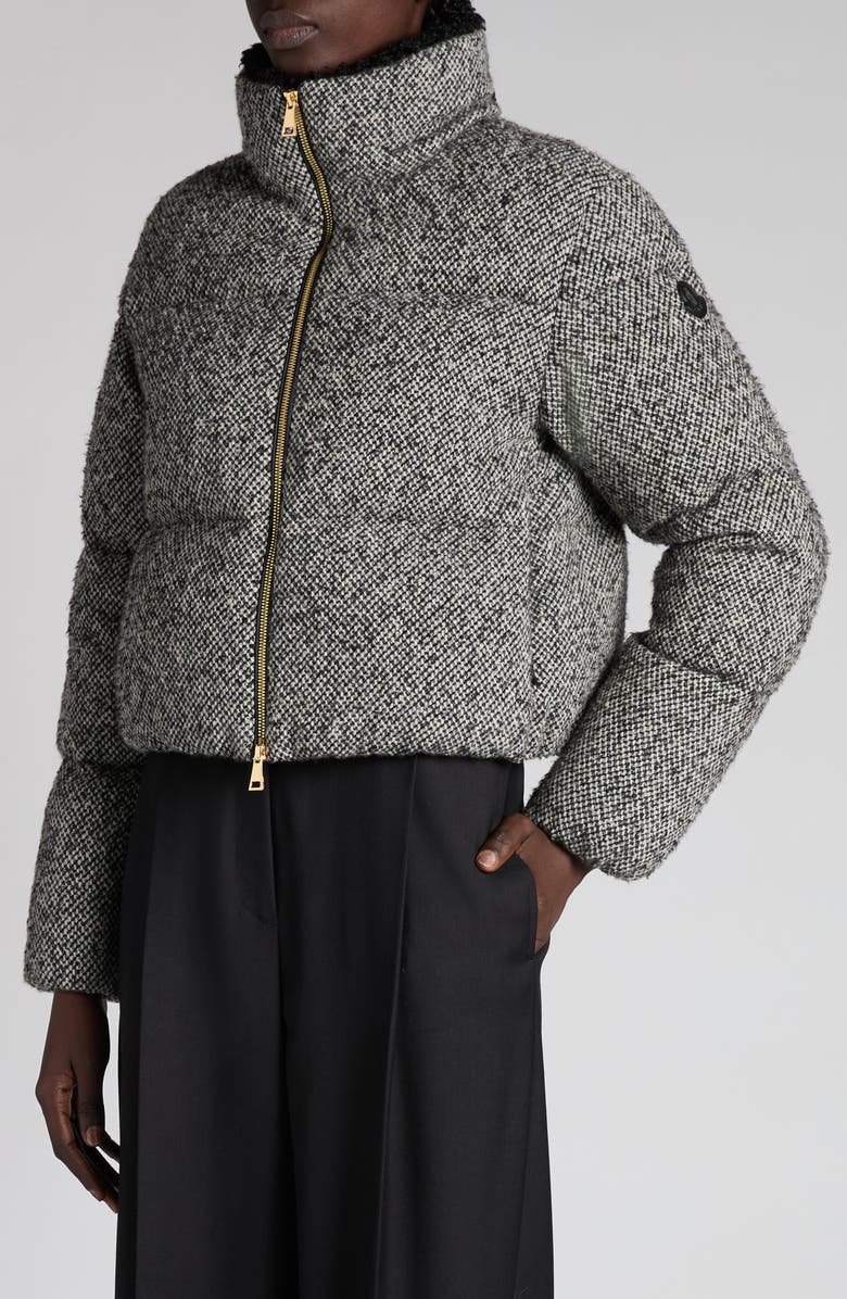 Moncler Brezesse Tweed Down Jacket, Alternate, color, Black Check