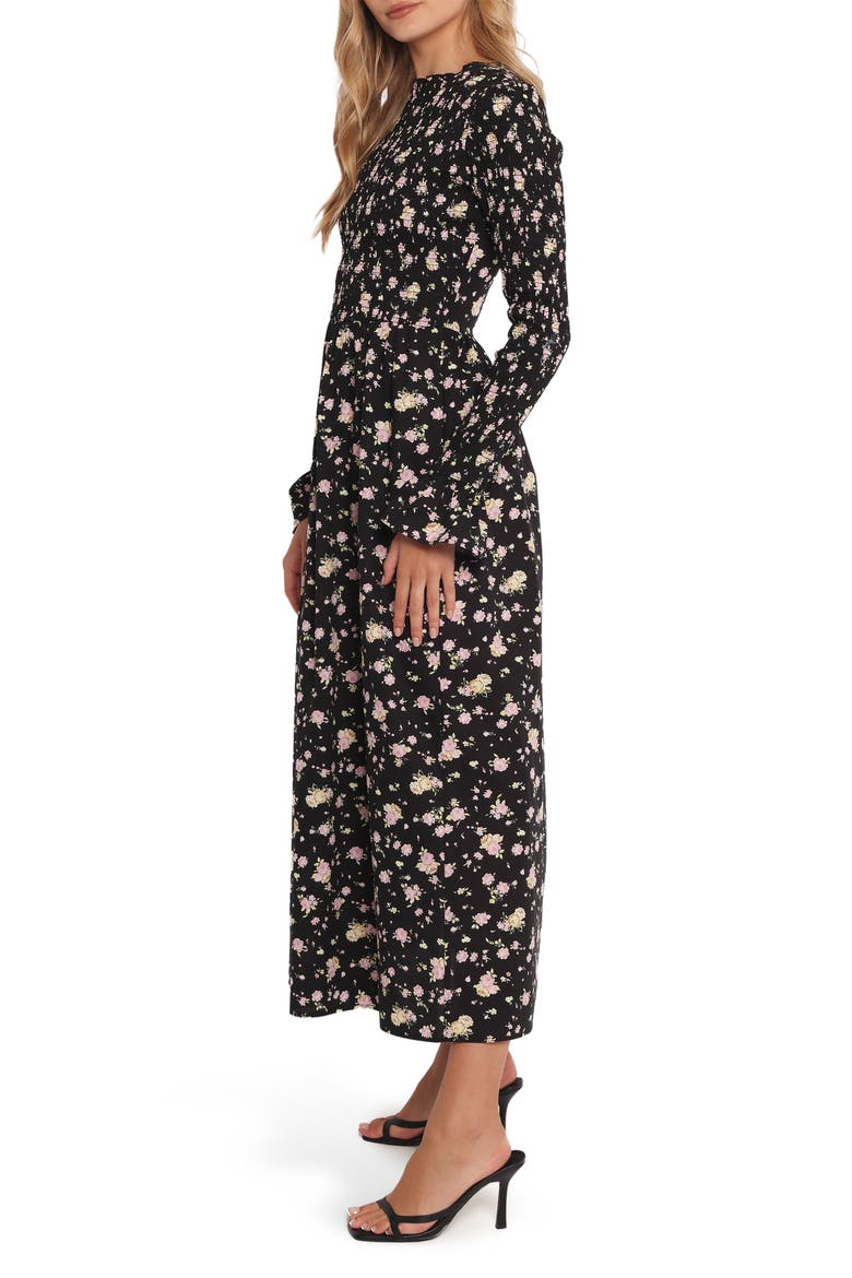 Mairead Long Sleeve Cotton Maxi Dress, Alternate, color, BLACK FLORAL