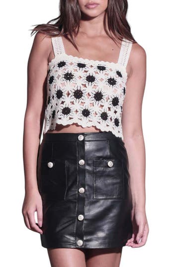 Walter Baker Beverly Crochet Tank In Cream Black