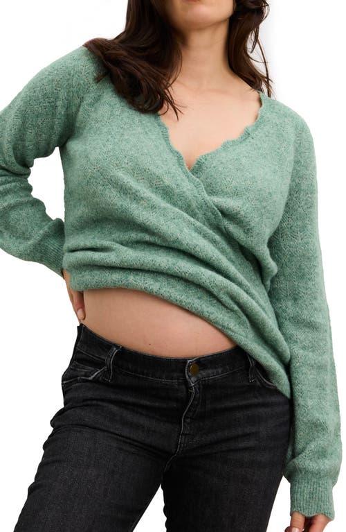 Hatch The Cozy Pointelle Snuggle Sweater In Green