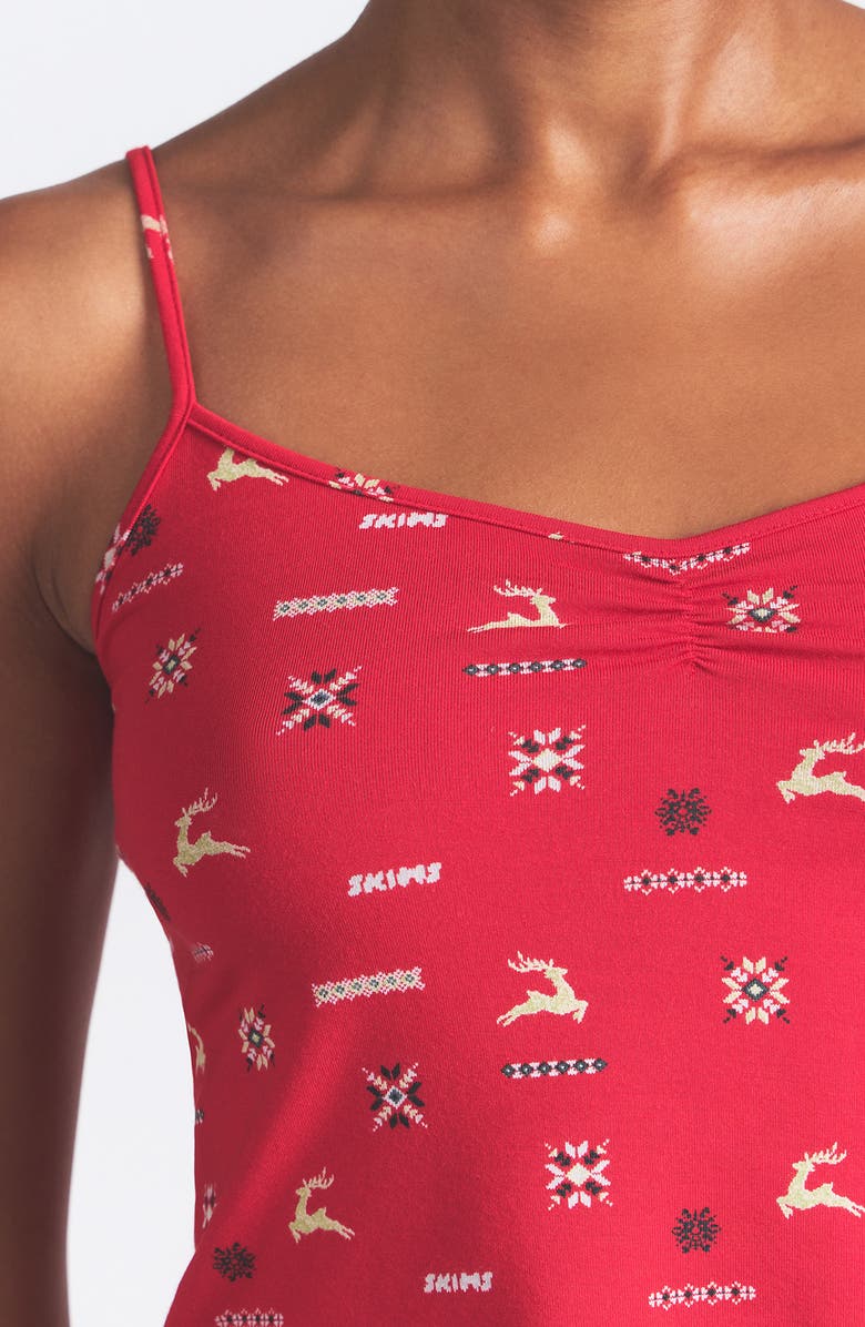 SKIMS Sleep Cami Pajamas, Alternate, color, Cranberry Vintage Deer Print