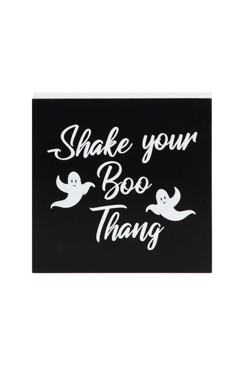 5" "Shake Your Boo Thang" Script Block Halloween Shelf Sitter Decoration, Main, color, Black