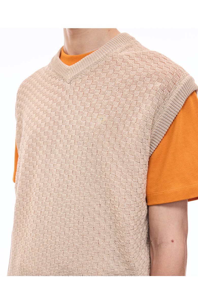 vowels Checkered Sweater Vest, Alternate, color, Ivory