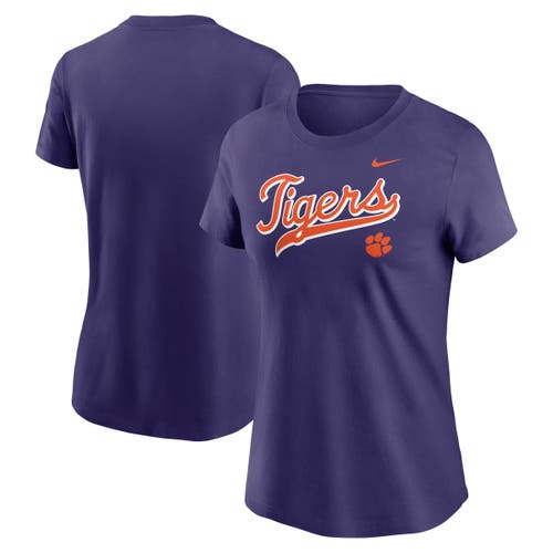 Nike Purple Clemson Tigers Local Script T-shirt In Blue