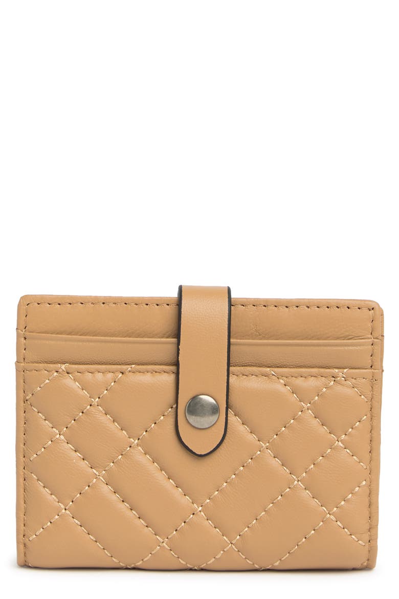 Quilted Leather Bifold Card Wallet, Main, color, CAMEL