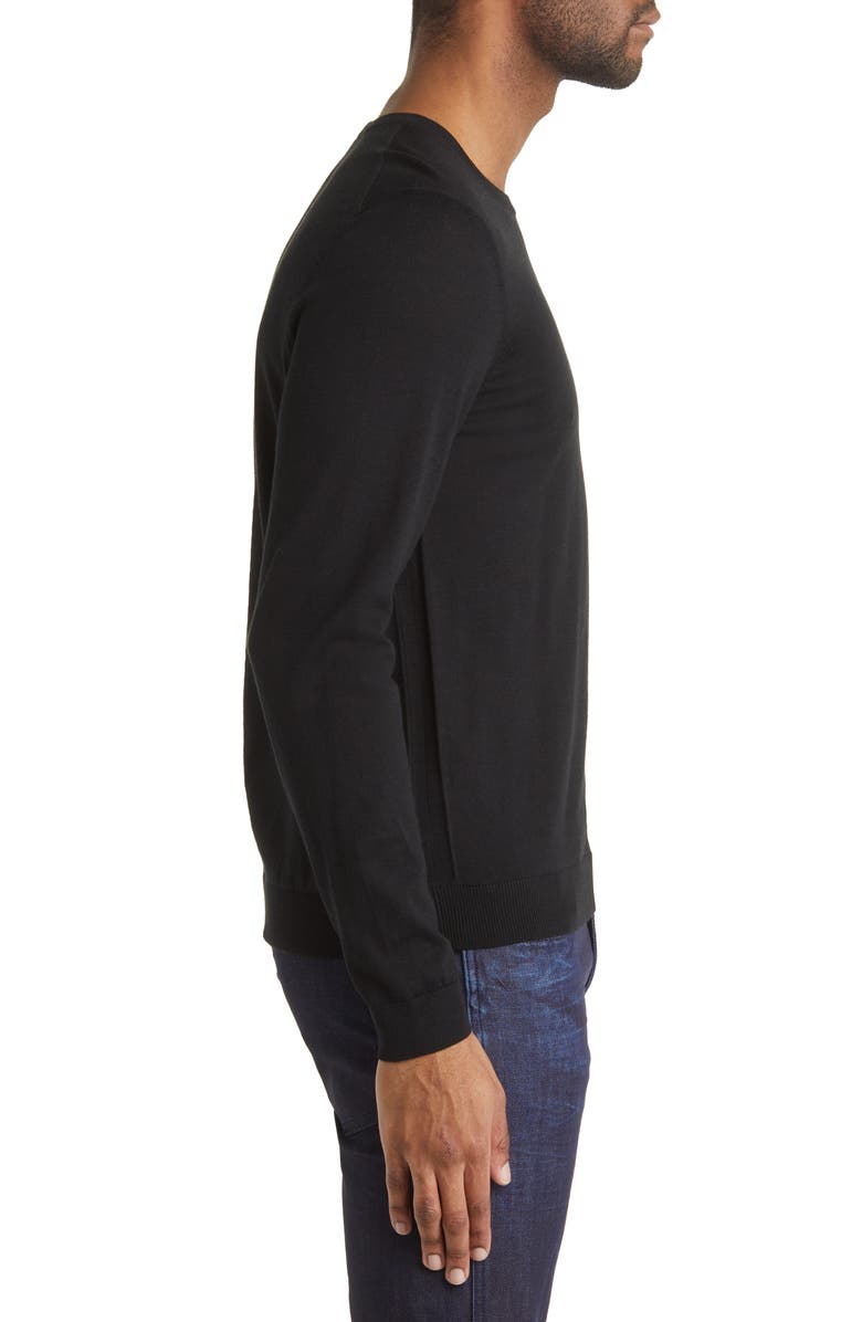 BOSS Leno Virgin Wool Crewneck Sweater, Alternate, color, Black