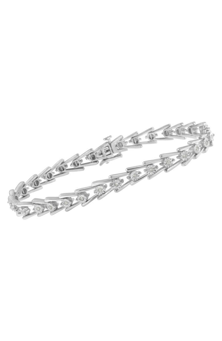 Haus of Brilliance Silver 1/4 cttw Miracle Set Diamond Sleek and Open "V"Bracelet, Alternate, color, White