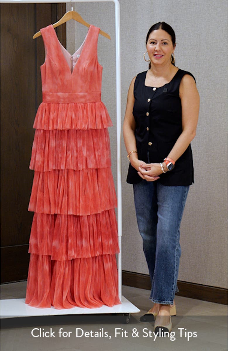 Radhika Tiered Plissé Tulle Gown, sales video thumbnail