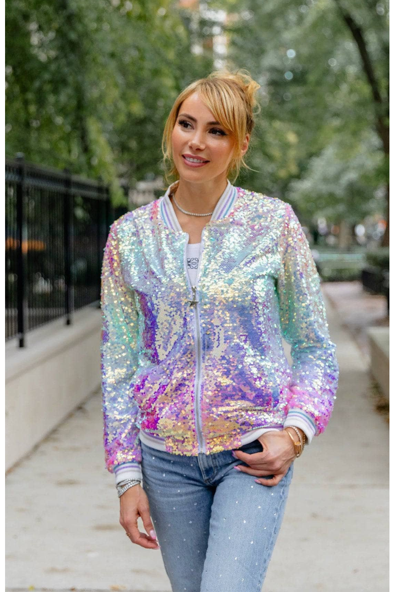 Women's Icy Ombre Sequin Jacket, Alternate, color, Blue