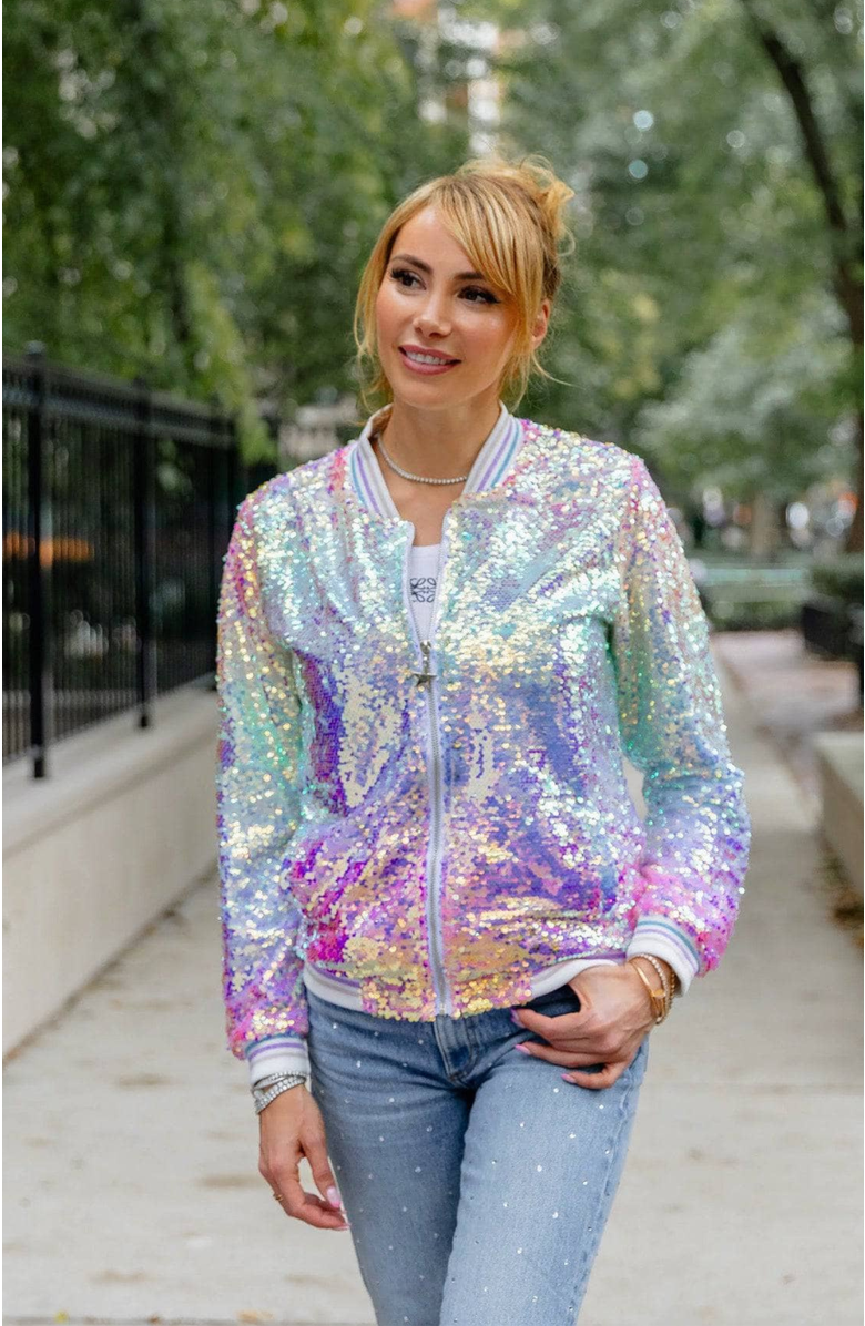 Lola + The Boys Women's Icy Ombre Sequin Jacket, Alternate, color, Blue