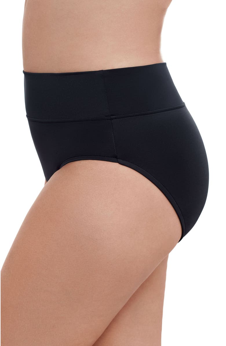 Trimshaper Wide Waistband Yoke-Top Control Swim Brief, Alternate, color, Black