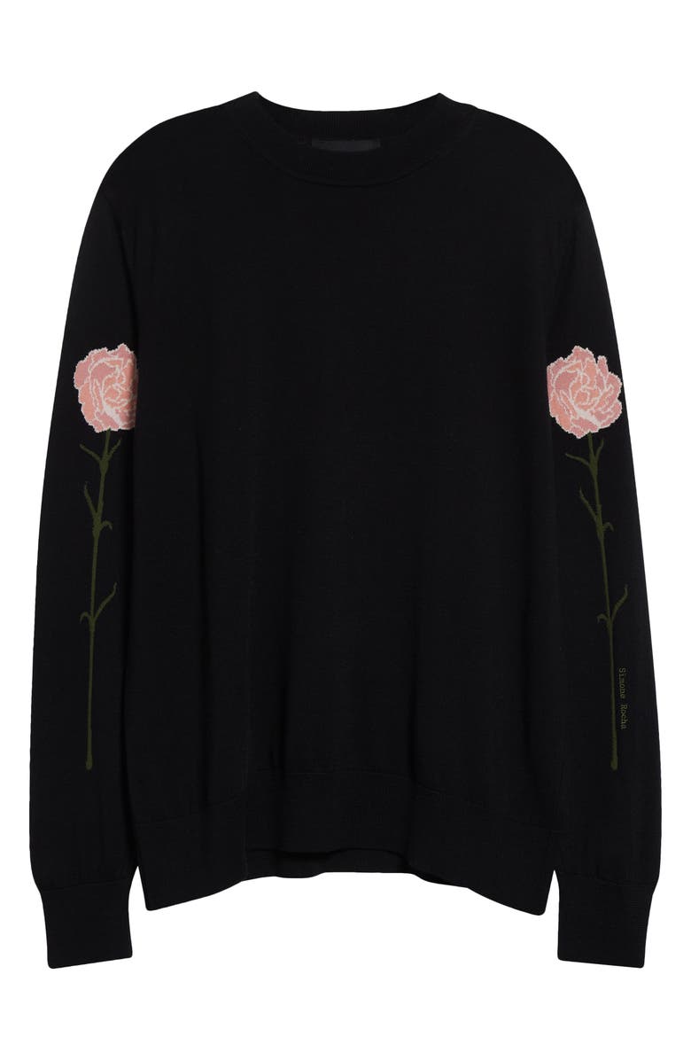 Simone Rocha Carnation Intarsia Merino Wool & Silk Sweater, Alternate, color,