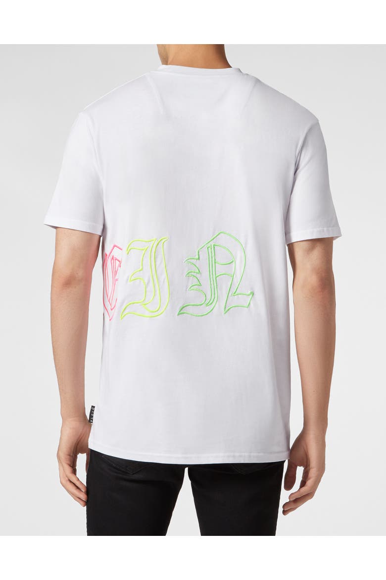 Embroidered T-Shirt Round Neck Ss Men, Alternate, color, white/multicolored