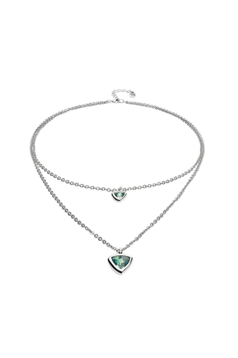 Green Triangle Pendant Necklace, Alternate, color, Silver