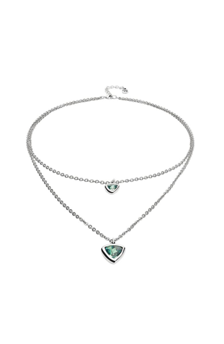 UNODE50 Green Triangle Pendant Necklace, Alternate, color, Silver