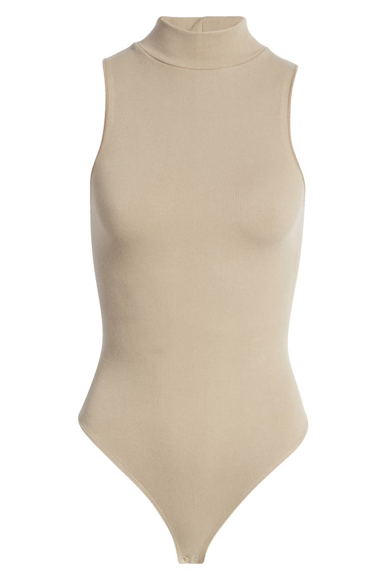 Mock Neck Seamless Bodysuit, Alternate, color, BRINDLE002