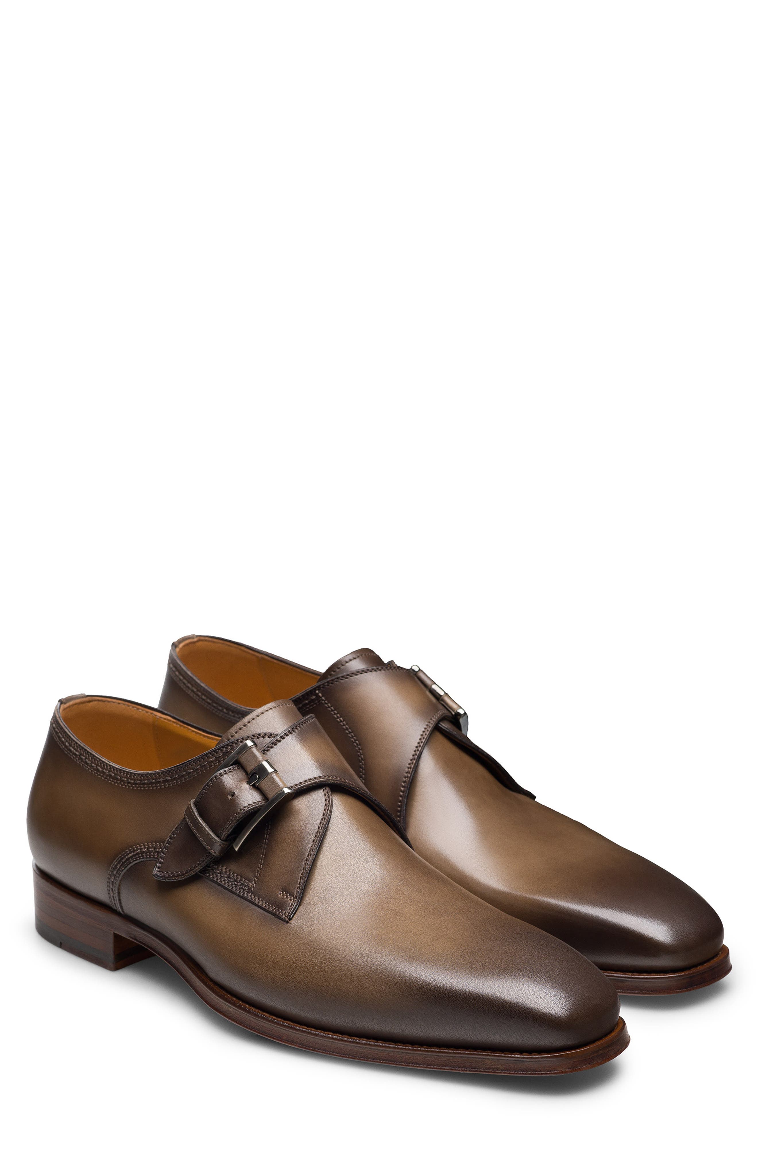 Marco Leather Single Monk Strap Shoe, Main, color, TIERRA