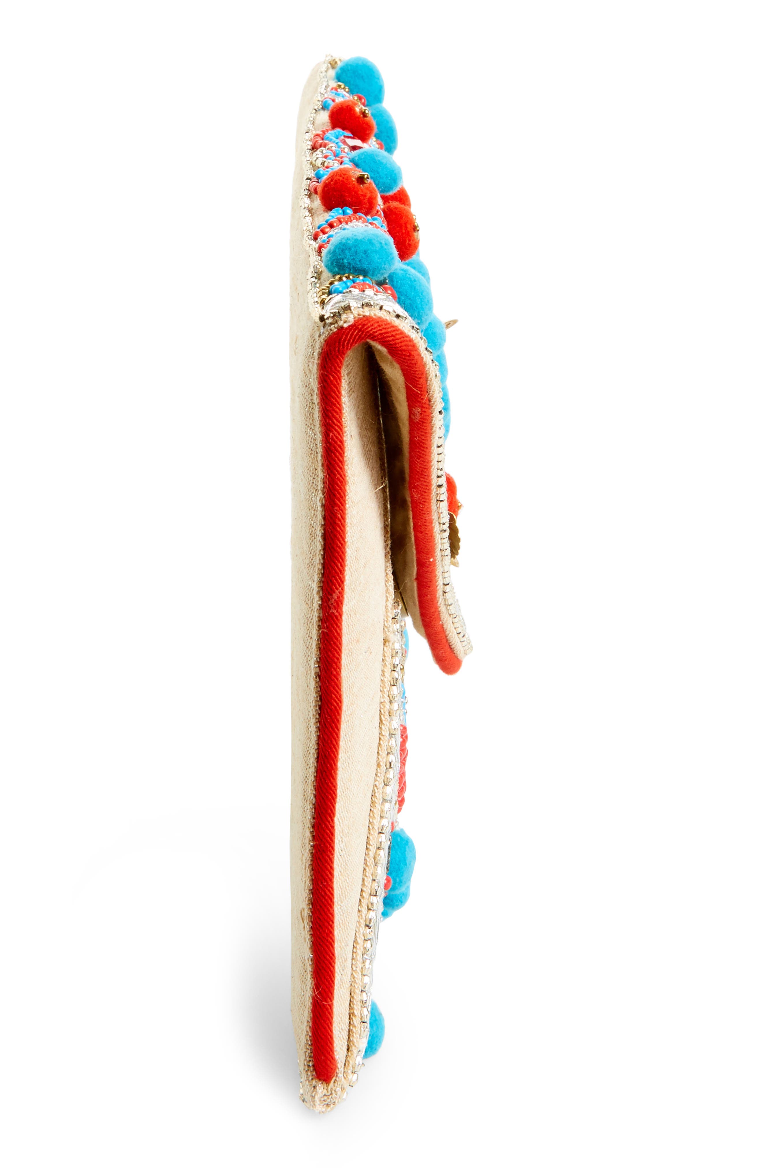Beaded Envelope Clutch, Alternate, color, NATURAL