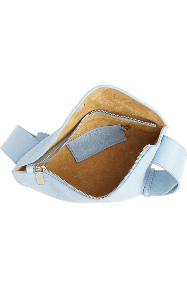 McQueen T-Bar Sling Asymmetric Leather Crossbody Bag, Alternate, color, Shirting Blue/ Silver