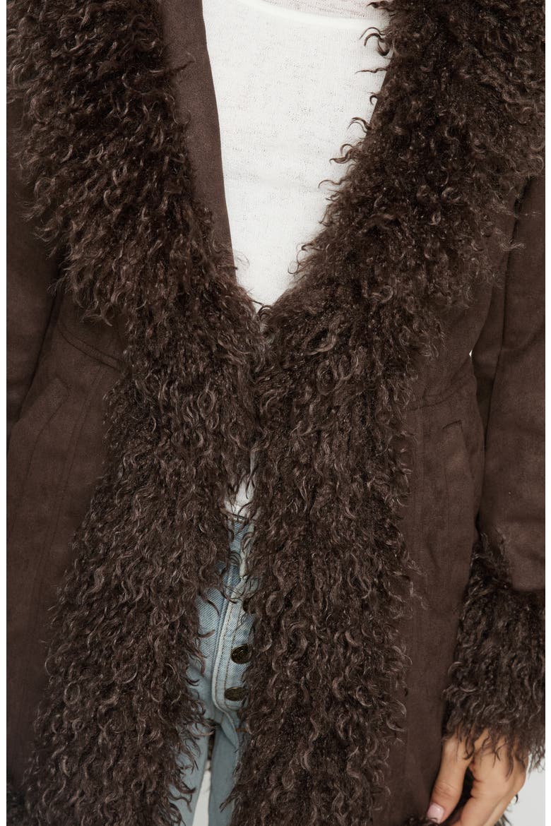 Josefina Faux Shearling Coat, Alternate, color, CHOCOLATE