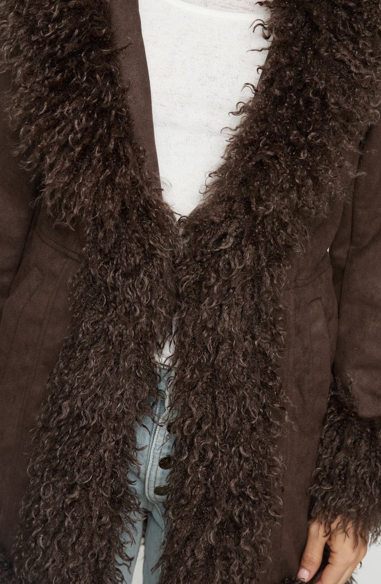 Princess Polly Josefina Faux Shearling Coat, Alternate, color, Chocolate