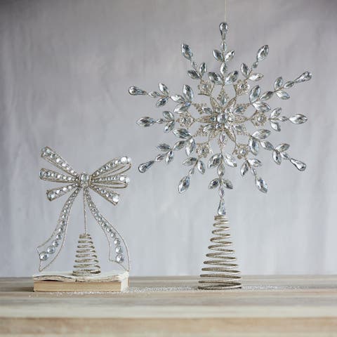 Iron Snowflake Tree Topper with Acrylic Jewels